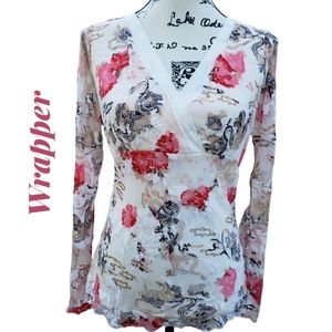Red Floral Asian Design Blouse